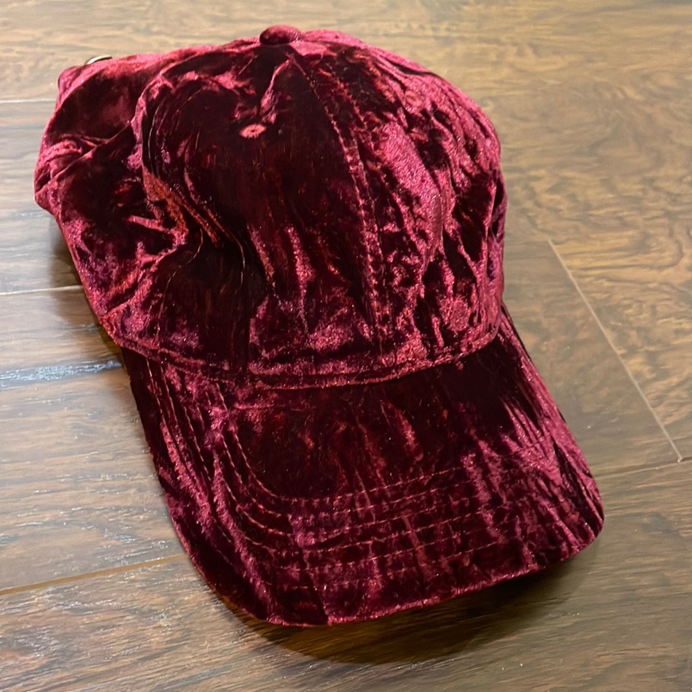 Maroon Crushed Velvet Cap